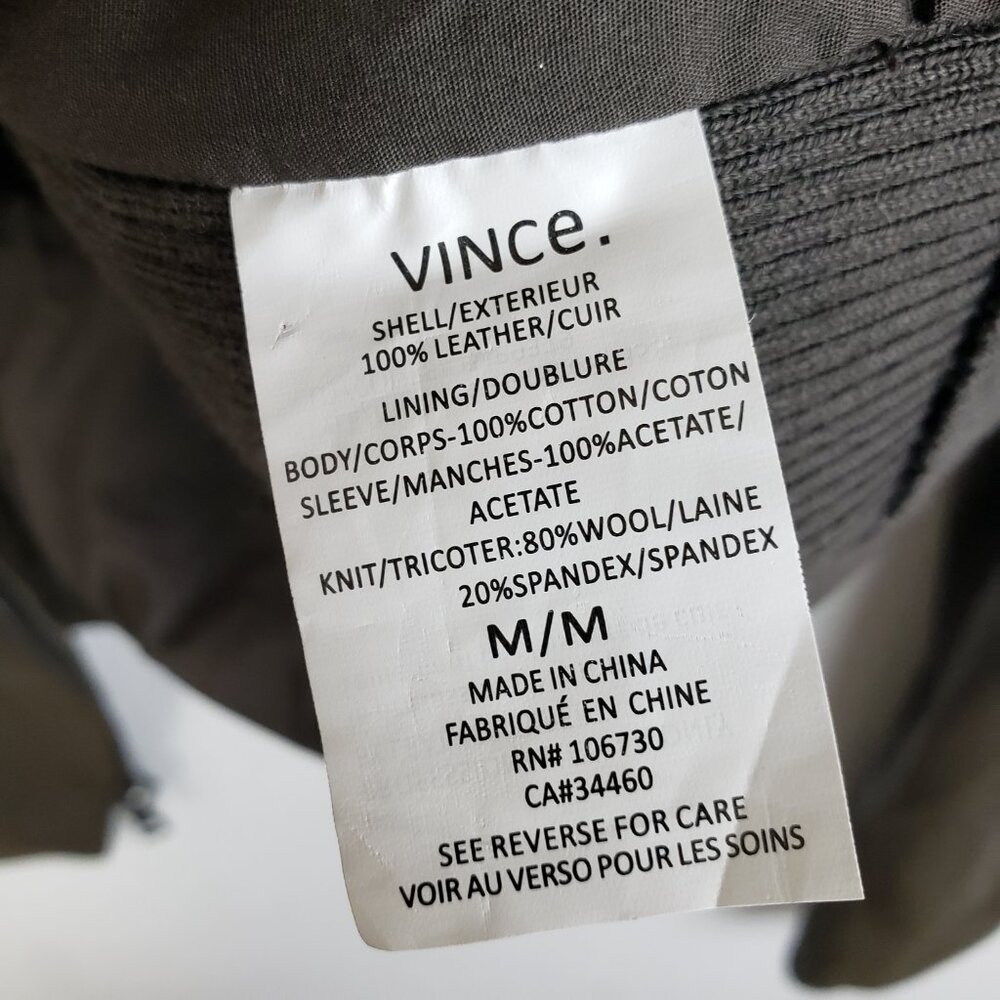 VINCE Leather Scuba Jacket Biker Lustrous Asymmetrical Minimalist Taupe Gray M - Picture 11 of 16